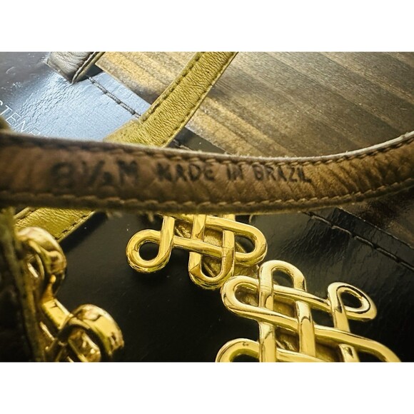 Diane Von Furstenberg Gold Brown Flat‎ Thong Sandals Ankle Strap Women's 8.5 - Picture 12 of 13